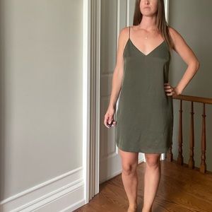 Green silk dress